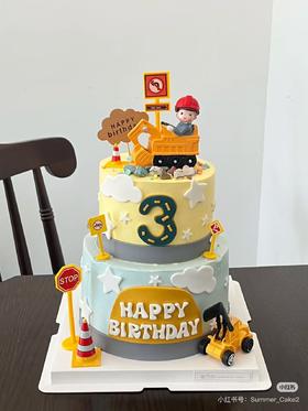 精品双层挖机蛋糕