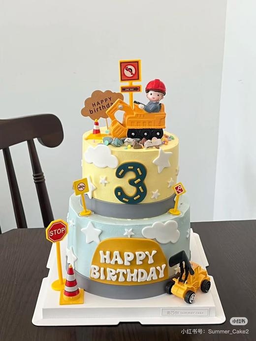 精品双层挖机蛋糕 商品图0