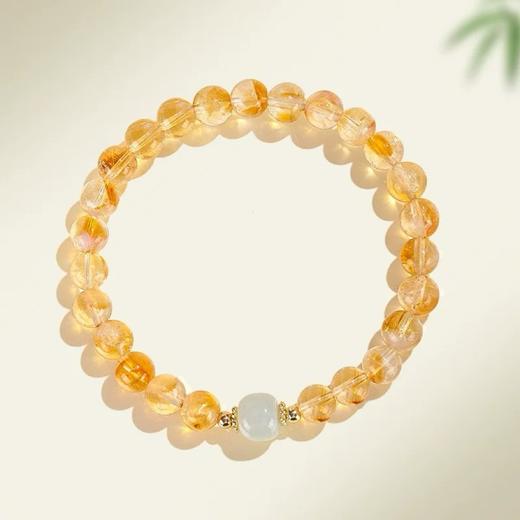 【晶和·黄水晶和田玉手串】新中式黄水晶串珠手链 招财转运小众叠戴国风手串 商品图2