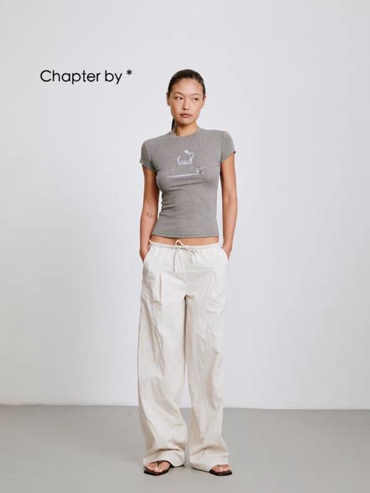 Chapter by/CB202502021/小鹿印花修身针织双色基础款短袖 商品图1