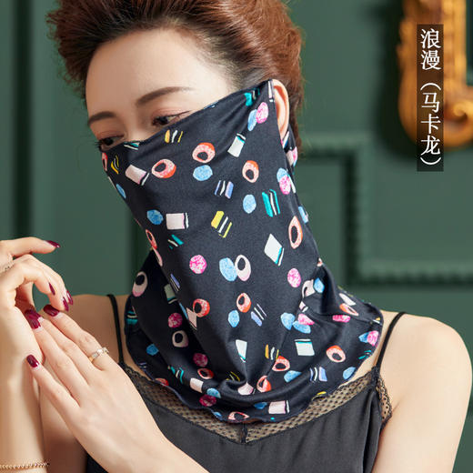 丁摩 真丝蒙面巾女薄印花100桑蚕丝针织挂耳丝巾1021A 商品图7