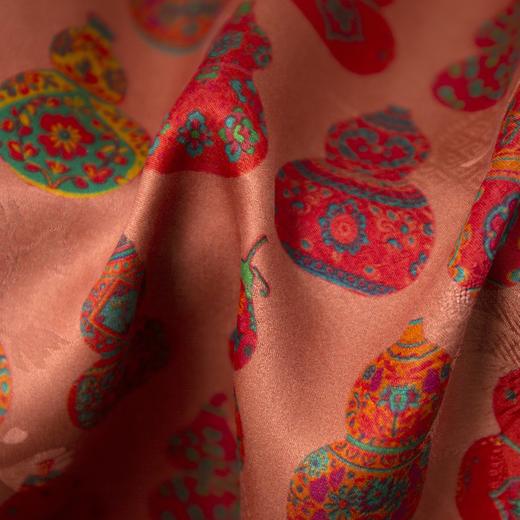 丁摩 真丝香云纱新中式连衣裙女福禄葫芦100桑蚕丝印花改良版旗袍裙5ZF- YSC007 商品图4