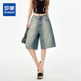 罗蒙夏季女士牛仔裤短款五分裤时尚百搭休闲裤子直筒阔腿裤子