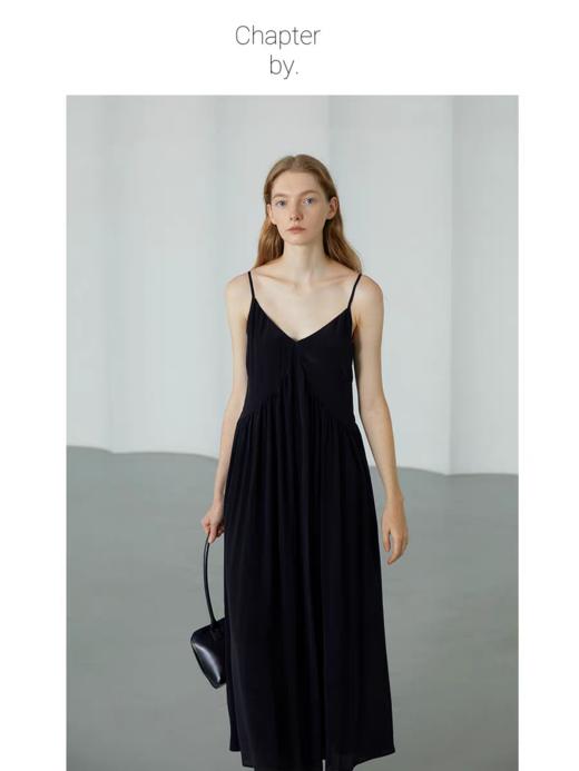 Chapter by/CBS23D34/夏季V领分割抽皱醋酸吊带裙无袖连衣裙 商品图3