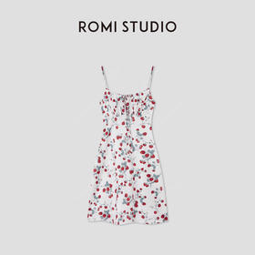 ROMI STUDIO“法式优雅”草莓手绘印花全棉细吊带连衣裙 RWCSLY3200(现货）