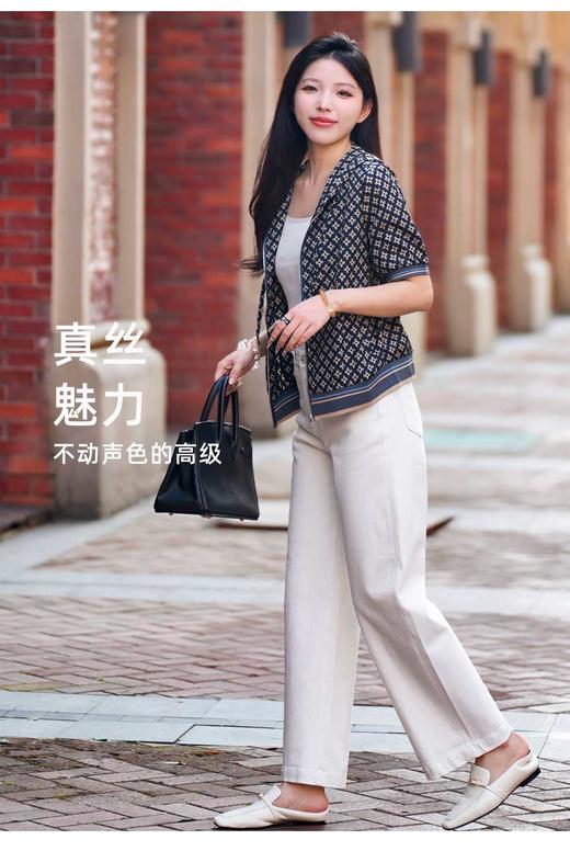 现货不补 臣禾	【老钱风真丝上衣】  连帽短袖休闲拉链外套	JZ251010138 商品图2