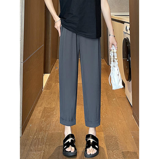 TZW-夏薄款冰丝烟管西裤高腰休闲裤 商品图1