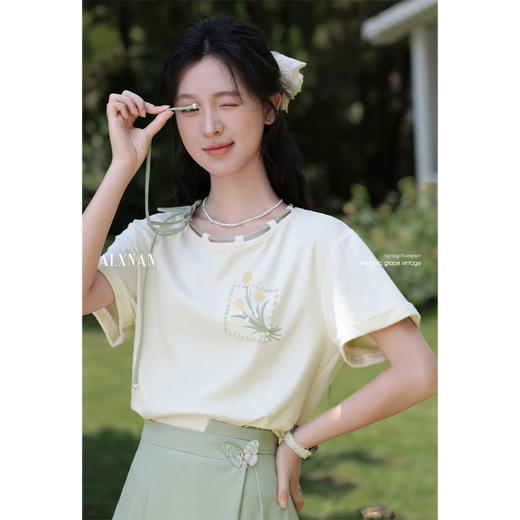 鹿向南「青提茉莉」浅绿色百搭半身裙夏新款高级感时尚气质半裙女 商品图3