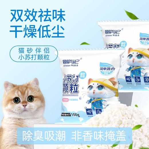 冒险与它小苏打颗粒100g猫砂伴侣豆腐猫砂膨润土猫砂盆除臭颗粒 商品图1
