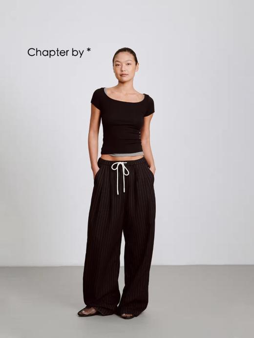 Chapter by/cb202502045/纯色棉质大方领修身基础款短袖 商品图1