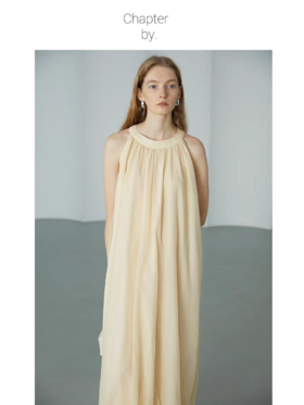 Chapter by/CBS23D37/鹅黄领口下摆抽皱长裙夏季宽松连衣裙