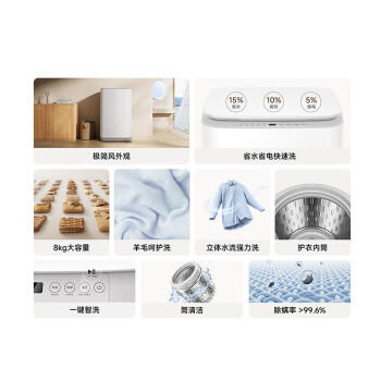 米家小米波轮洗衣机全自动 8公斤超净洗羊毛洗家用波轮租房宿舍XQB80MJ105 /家用电器 /大 家 电 /洗衣机 商品图3