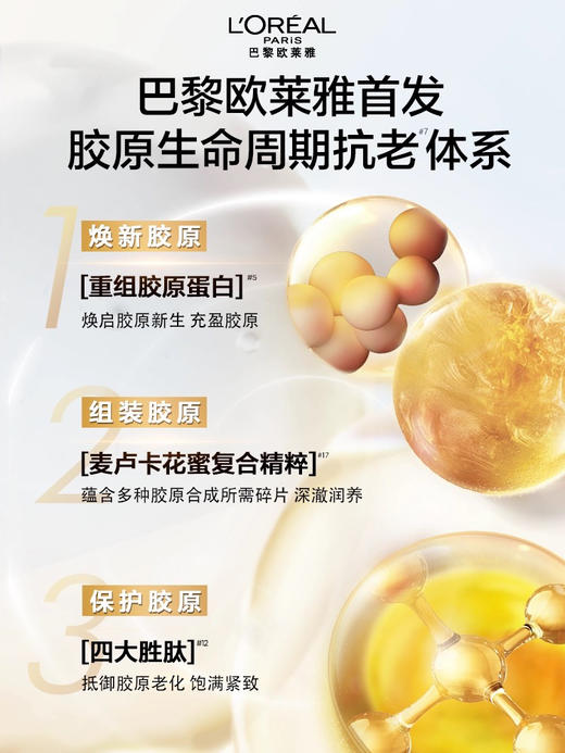 买一得四！欧莱雅花蜜金致胶原系列礼盒 二代面霜60+15ml 精粹水65ml×2小蜜罐弹嫩紧致透亮 礼盒 商品图3