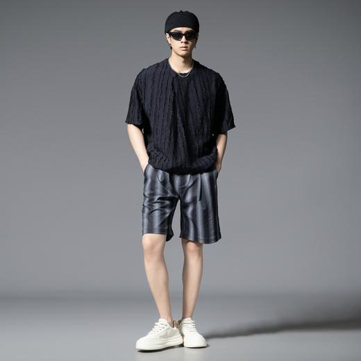 PINLI品立2025春夏新款男士渐变条纹直筒短裤潮牌休闲宽松五分裤B252117018 商品图4