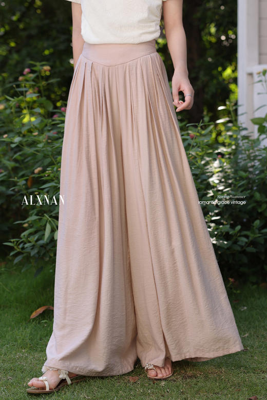 【6折秒杀】鹿向南「​奶盐假日」高腰直筒休闲裤女夏粉色显瘦垂感阔腿长裤子 商品图5