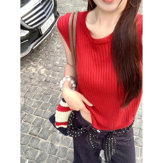 <曾小咸推荐>圆领针织吊带背心后背开叉 商品图3