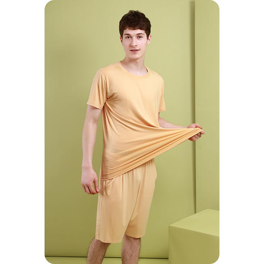 【居家服】【DF】男夏新5A抗菌除臭艾草防蚊弹力加肥大码休闲外穿居家短袖短裤套服 商品图1