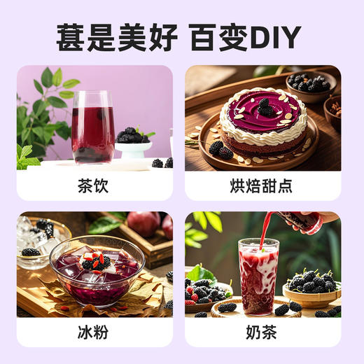 凝时紫露（速冻桑葚果茸） 桑葚汁 鲜果急冻锁鲜+物理压榨 自然香甜 500g*4瓶 商品图6
