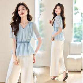 气质V领收腰显瘦衬衫，百搭时尚两件套HR-X780