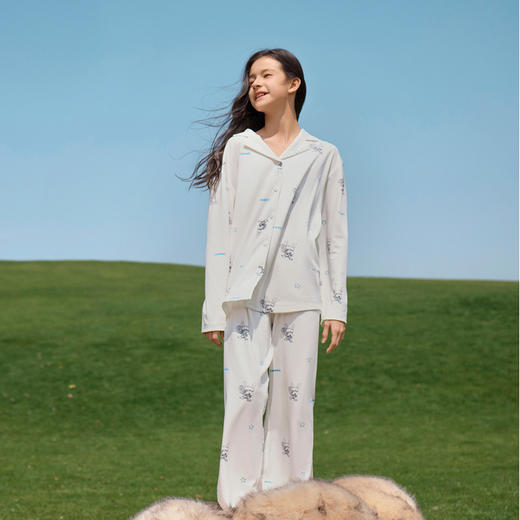 【春上新】8楼爱慕儿童Aimer Kids少女2件装-萌宠雪纳瑞开衫长袖套装AJ143F531，吊牌价899元 商品图1