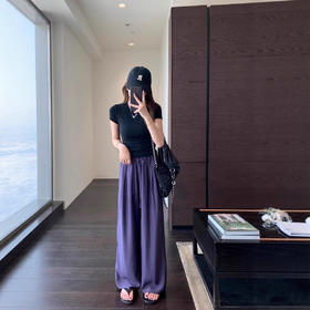 2025重磅醋酸缎面凉感高腰宽松垂感休闲直筒阔腿裤女春夏新款！