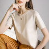 丁摩 口碑B入80s液氨白色短袖正肩t恤女夏季丝光棉V圆领打底衫体恤5ZF-A01 商品缩略图0