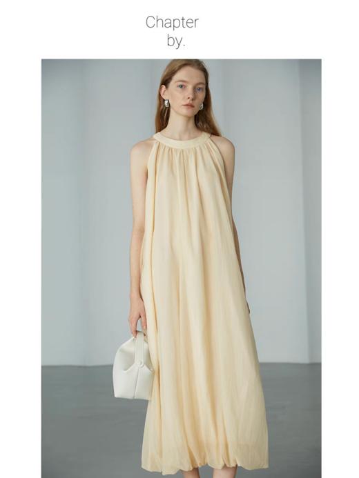 Chapter by/CBS23D37/鹅黄领口下摆抽皱长裙夏季宽松连衣裙 商品图3