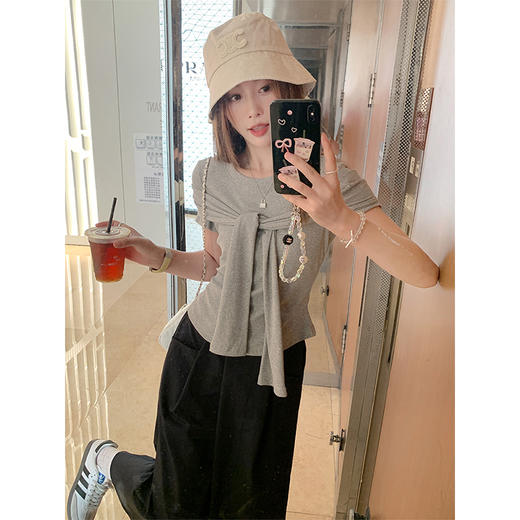 【110元任选2件】最后一波现货！2色披肩短袖T恤 商品图2