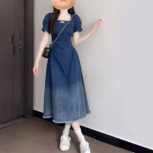 裁缝学苑AQ472法式收腰显瘦复古牛仔连衣裙纸样女装短袖裙子样板 商品图2