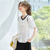 雀说绣花短袖撞色衬衫新款时尚休闲宽松薄款舒适女装衬衣AL7073 商品缩略图1
