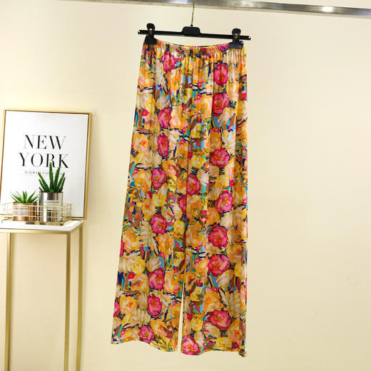 丁摩 睡裤女春秋季薄款棉绸家居服长裤柔软甜美可外穿夏季大码睡裤阔腿5ZF-2532 商品图3