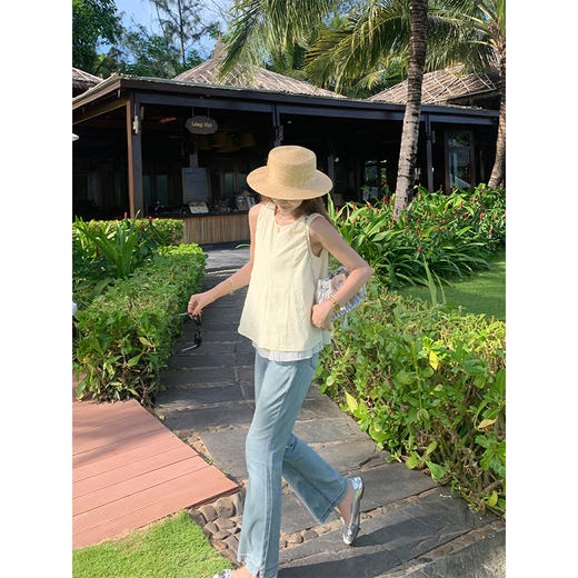 【149元任选2件】最后一波现货！韩系双层褶皱下摆背心无袖上衣 商品图3