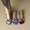 【预售5天】复古拼色鱼嘴凉鞋粗跟编织细带低跟罗马鞋ZYY&A422-1 商品缩略图3