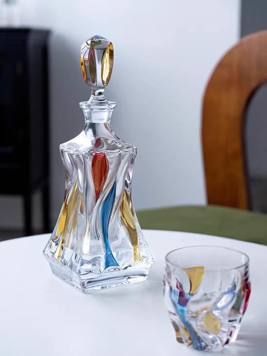 捷克进口BOHEMIA水晶玻璃 竹子威士忌洋酒具酒樽手工彩色高档酒瓶波西米亚彩色竹子酒樽800ml 商品图1