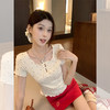 西遇波点短袖T恤女夏季新款蝴蝶结正肩修身显瘦短款上衣SS050877 商品缩略图2