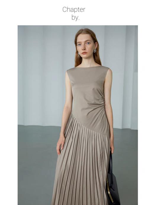 Chapter by/CBS23D33/一字领下摆压轴无袖气质连衣裙 商品图0