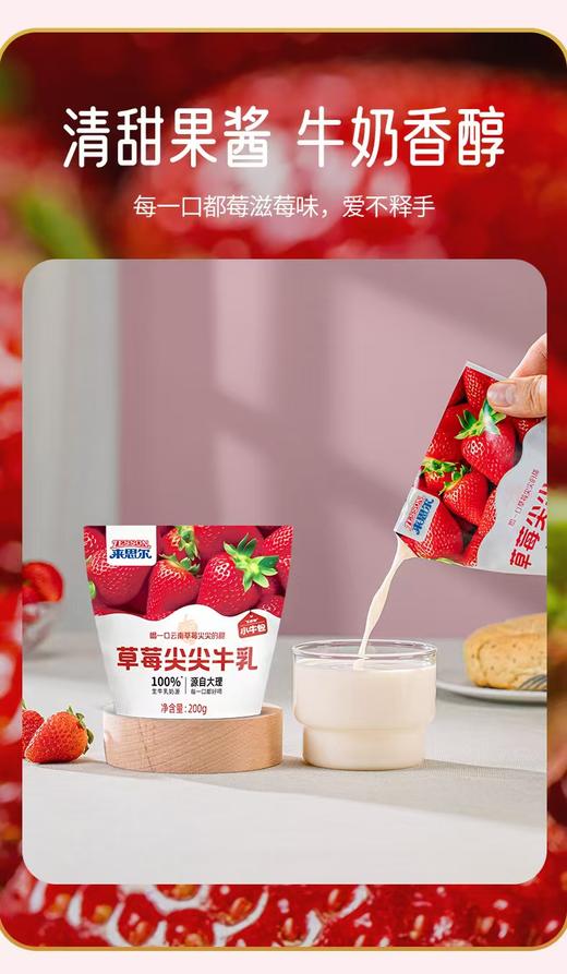 来思尔  草莓尖尖牛奶黑巧可可香芋厚厚牛乳袋装常温调制乳10*袋200g  厂家直发 商品图1
