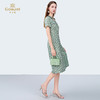 乔万尼新款100%真丝V领修身印花中长款连衣裙ED2E403 商品缩略图1