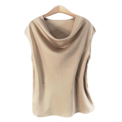 丁摩 真丝女士无袖背心荡领桑蚕丝T恤ws025 商品图4