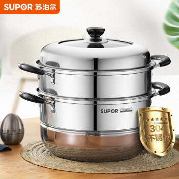 苏泊尔SUPOR 蒸锅真味鲜不锈钢双层复底30cm蒸鱼锅加高锅盖蒸笼EZ30BS04 /厨具 /烹饪锅具 /蒸锅 商品图6