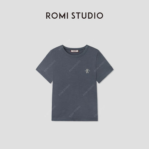 ROMI STUDIO“美式复古”竹节肌理感涂鸦印花圆领短袖T恤RWCRSY3030 商品图0