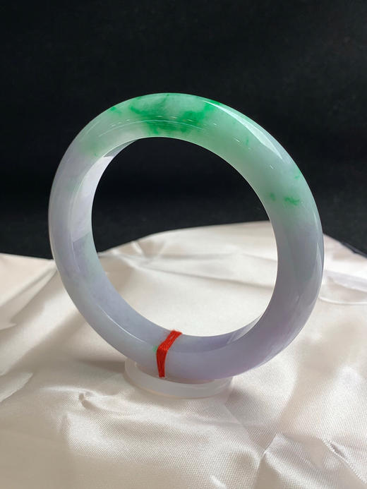 620121，61圈口，细腻春彩正圈平安镯，紫底飘辣绿 商品图2