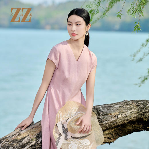 佐尔美时尚气质简约桑蚕丝连衣裙女M52LS26 商品图1