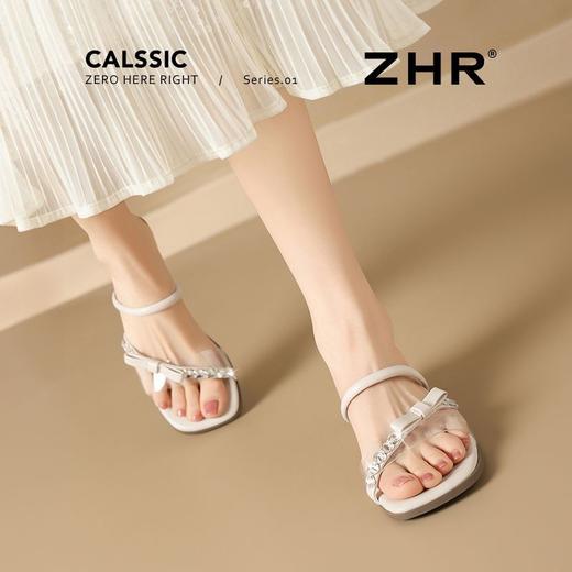 ZHR则则水钻粗跟拖鞋女2025新款夏季外穿配裙子软底一字拖凉拖女 商品图6