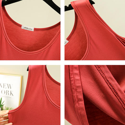 丁摩 莫代尔背心女夏季薄款宽松中长款打底衫内搭大码无袖纯色上衣5ZF-2203 商品图1