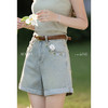 鹿向南「春和花野」洗水浅蓝绣花牛仔短裤女夏休闲宽松显瘦阔腿裤 商品缩略图4
