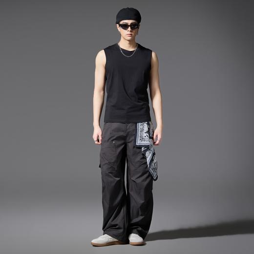 PINLI品立2025春季新款纯色打底无袖圆领T恤男士潮牌休闲背心上衣B252111001 商品图1