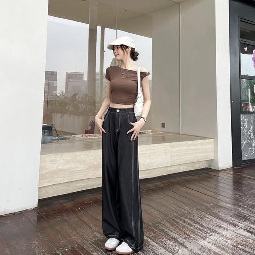 卷卷紫直筒牛仔裤，丝滑柔软不挑腿型，显瘦时尚精致 商品图1