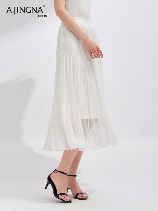 【轻盈舒适】阿菁娜飘逸仙气褶艺半身A字裙F30X213016 商品图3