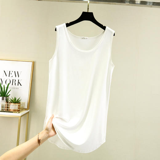 丁摩 莫代尔背心女夏季薄款宽松中长款打底衫内搭大码无袖纯色上衣5ZF-2203 商品图9
